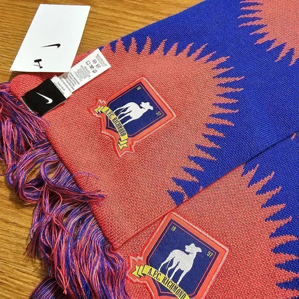 Nike A.F.C. Richmond Ted Lasso Scarf Football Is Life Swoosh Blue Red Logo New